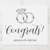 Custom Glückwunschs Silver Wedding Rings Verlobung Schaumweinetikett (Einzelnes Label)