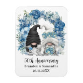 Custom Gnome Blue Blumen 50. Hochzeitstag Magnet (Vertikal)