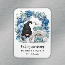 Custom Gnome Blue Flowers 15. Hochzeitstag