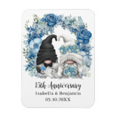 Custom Gnome Blue Flowers 15. Hochzeitstag Magnet (Vertikal)