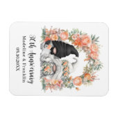 Custom Gnome Peach Floral 30. Hochzeitstag Magnet (Horizontal)