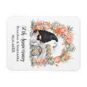 Custom Gnome Peach Floral 50. Hochzeitstag Magnet (Horizontal)