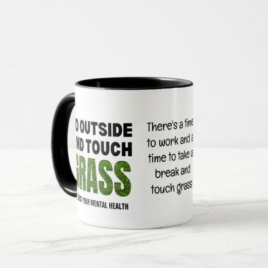 Custom GO OUTSIDE TOUCH GRASS Funny Spaß Tasse (Vorderseite Links)