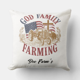 Custom “God Family Farming” Farmhouse Pillow Kissen