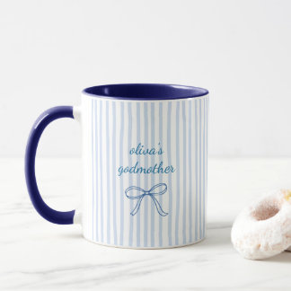 Custom Godmother Blue Stripe Ceramic Tasse
