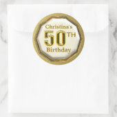 Custom Gold 50. Geburtstag Stickers (Tasche)