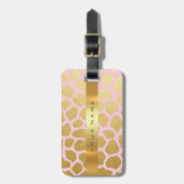 Custom Gold Africa Jaguar Safari Animal Skin Pink Gepäckanhänger (Vorderseite vertikal)
