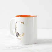 Custom Gold Alphabet C Monogram | Herbst Zweifarbige Tasse (Vorderseite Links)