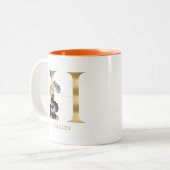 Custom Gold Alphabet H Monogram | Herbst Zweifarbige Tasse (Vorderseite Links)