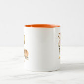 Custom Gold Alphabet R Monogram | Floral Pumpkin Zweifarbige Tasse (Mittel)