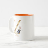 Custom Gold Alphabet Z Monogram | Herbst Zweifarbige Tasse (Vorderseite Links)