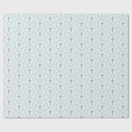 Custom Gold and Blue Boy Taufen Wrapping Paper Geschenkpapier (Flach)