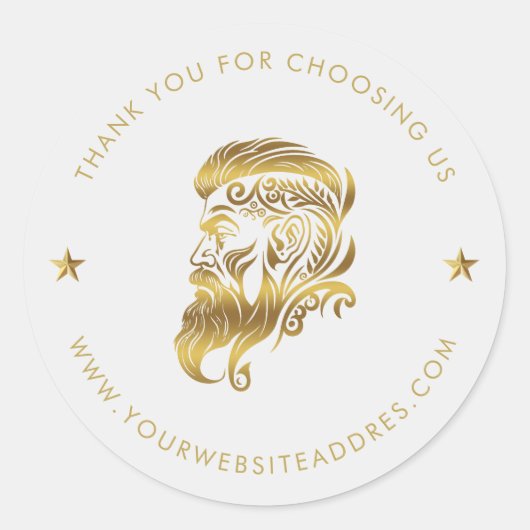 Custom Gold Barber Logo Custom Typografy Runder Aufkleber (Vorderseite)