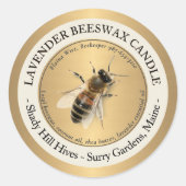 Custom Gold Beeswax Kerzen Label Honey Bee Runder Aufkleber (Vorderseite)