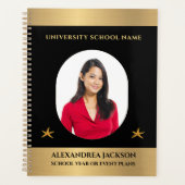 Custom Gold Black Elegante Foto personalisieren Planer (Vorderseite)