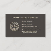 Custom Gold Black Gray Marble Monogram Law Office Visitenkarte (Rückseite)