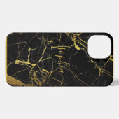 Custom Gold Black Marble Handy 11 12 Pro Max iPhone Hülle (Rückseite (Horizontal))