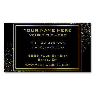 Custom Gold Black Modern Business Card Magnet