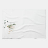 Custom Gold Botanic Eucalyptus Monogram Geschirrtuch (Horizontal)