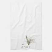 Custom Gold Botanic Eucalyptus Monogram Geschirrtuch (Vertikal)