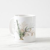 Custom Gold Botanic Eucalyptus Monogram Kaffeetasse (Vorderseite Links)
