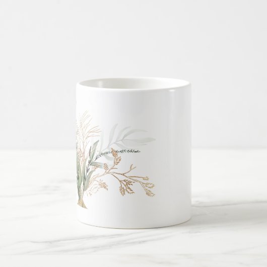 Custom Gold Botanic Eucalyptus Monogram Kaffeetasse (Mittel)