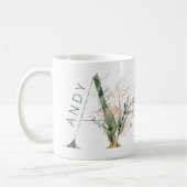 Custom Gold Botanic Eucalyptus Monogram Kaffeetasse (Links)
