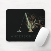 Custom Gold Botanic Eucalyptus Monogram Mousepad (Mit Mouse)