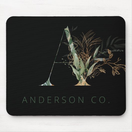 Custom Gold Botanic Eucalyptus Monogram Mousepad (Vorne)