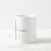 Custom Gold Botanical Eucalyptus Monogram "H" Kaffeetasse (Mittel)