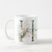 Custom Gold Botanical Eucalyptus Monogram "H" Kaffeetasse (Links)