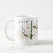 Custom Gold Botanical Eucalyptus Monogram "J" Kaffeetasse (Links)