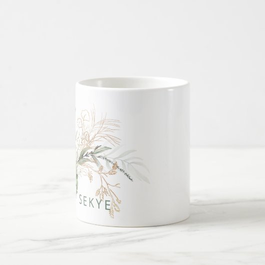 Custom Gold Botanical Eucalyptus Monogram "S" Kaffeetasse (Mittel)