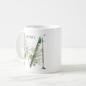 Custom Gold Botanical Eukalyptus Monogram "M" Kaffeetasse (Vorderseite Links)