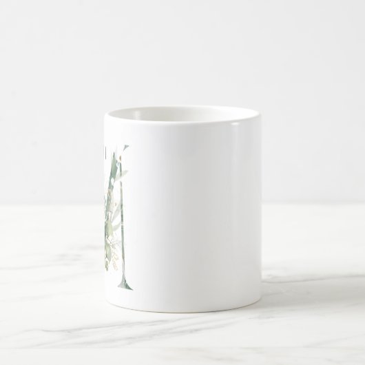 Custom Gold Botanical Eukalyptus Monogram "M" Kaffeetasse (Mittel)