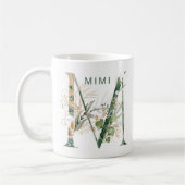 Custom Gold Botanical Eukalyptus Monogram "M" Kaffeetasse (Links)