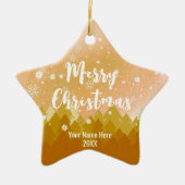 Custom Gold Brown Snow Forest Weihnachtsstern Keramik Ornament (Vorne)