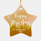 Custom Gold Brown Snow Forest Weihnachtsstern Keramik Ornament (Hinten)