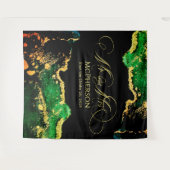 Custom Gold Calligraphy Green Black Wedding Foto Wandteppich (Vorderseite (Horizontal))