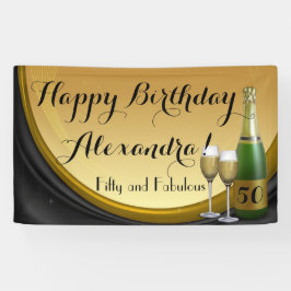 Custom Gold Champagne 50. Geburtstagsparty Banner