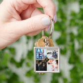 Custom Gold Chic, 4 Family Foto Collage Monogram Schlüsselanhänger (Hand)