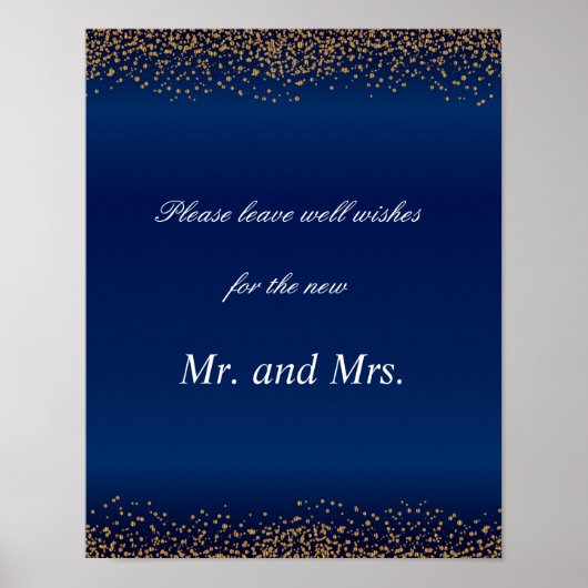 Custom - Gold Confetti & Navy Blue Well wünscht Poster (Vorne)
