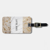 Custom Gold Cowhide weißer Marmor Print Gepäckanhä Gepäckanhänger (Vorderseite horizontal)