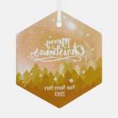 Custom Gold Crystal Snow Forest Frohe Weihnachten Ornament Aus Glas (Rückseite)