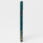 Custom Gold Damask Blumenmuster Aquamarin Blau Grü iPhone Hülle (Rechte Seite)