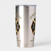 Custom Gold Fire Department Firefighter Badge Thermobecher (Links)