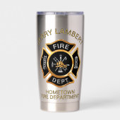 Custom Gold Fire Department Firefighter Badge Thermobecher (Rückseite)
