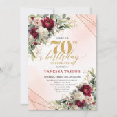 Custom gold floral 70th birthday invite for men einladung (Vorderseite)