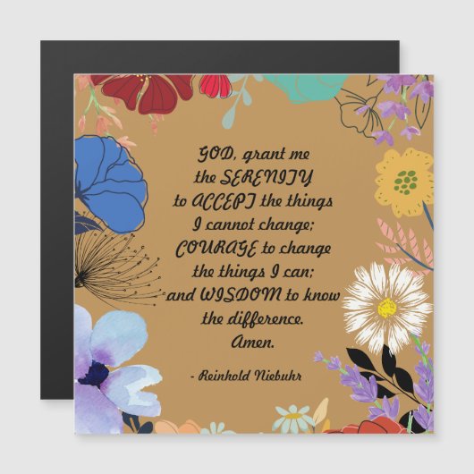 Custom Gold Floral Serenity Gebet Magnet (Vorne/Hinten)