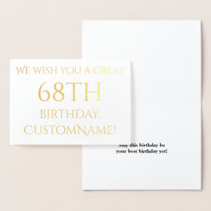 Custom Gold Foil 68. Geburtstag Grußkarte Folienkarte